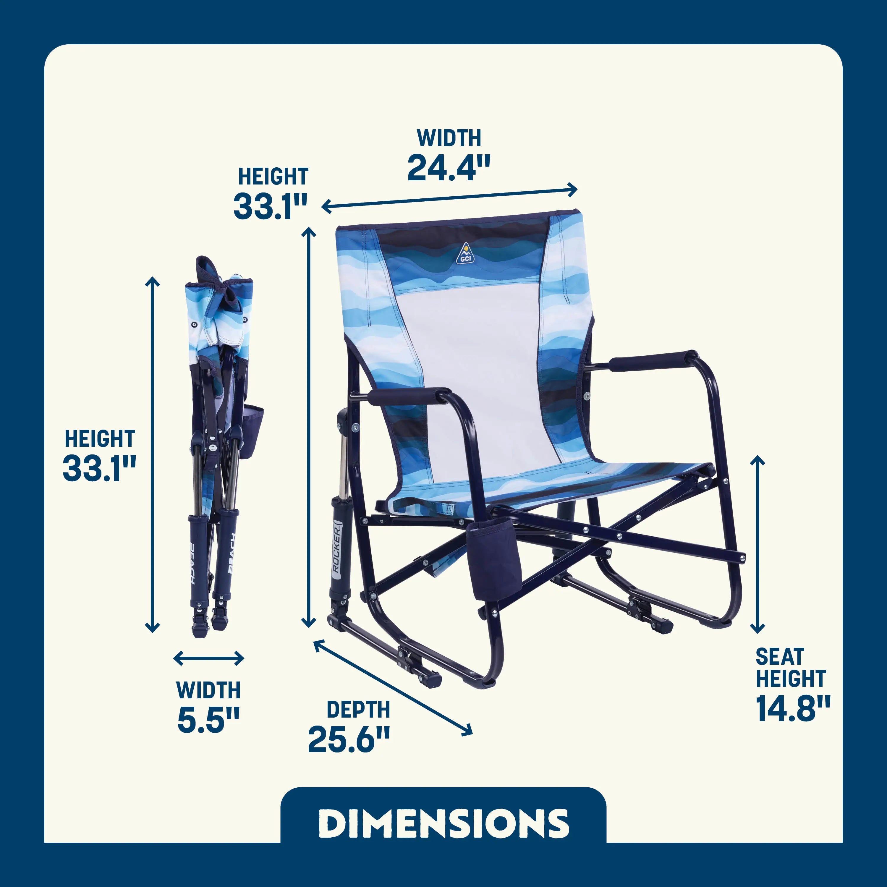 Luxury Camp Beach Rocker - Choice 712 - RoadTrip Rocker Smooth Motion Camp Chair Detail