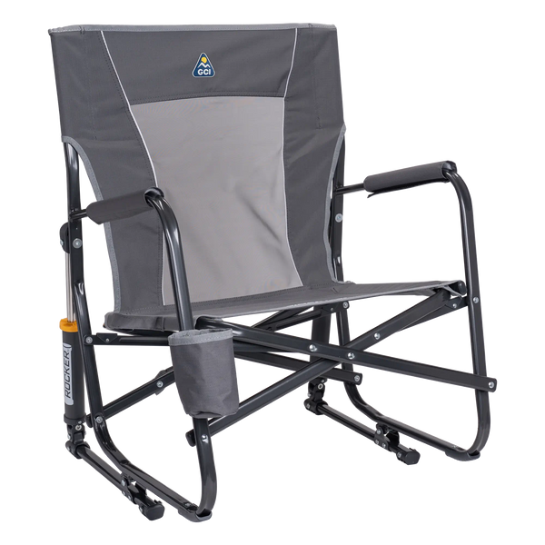 Patented Spring-Action FirePit Rocker - Choice 737 - Heavy-Duty Kickback Rocker with Beverage Holder - Pewter