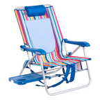 Rust-Resistant Aluminum Big Surf with Slide Table - Choice 334 - Portable Heavy-Duty Low Boy Chair for Ocean Side - Multi Stripe