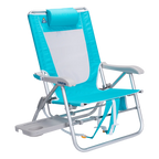 Rust-Resistant Aluminum Big Surf with Slide Table - Choice 334 - Portable Heavy-Duty Low Boy Chair for Ocean Side - Seafoam Green