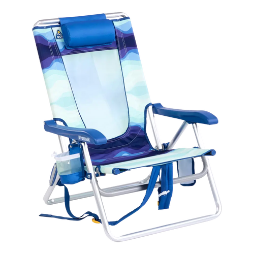 Backpack Travel Backpack Beach Chair - Choice 709 - Low-Profile Reclining Beach Chair with Backpack Straps - Wave