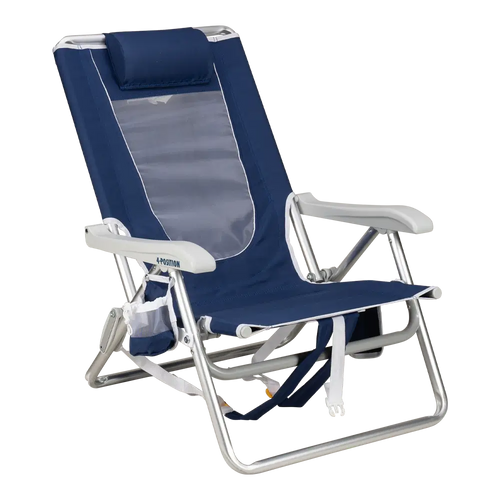 Backpack Travel Backpack Beach Chair - Choice 709 - Low-Profile Reclining Beach Chair with Backpack Straps - Nautical Blue