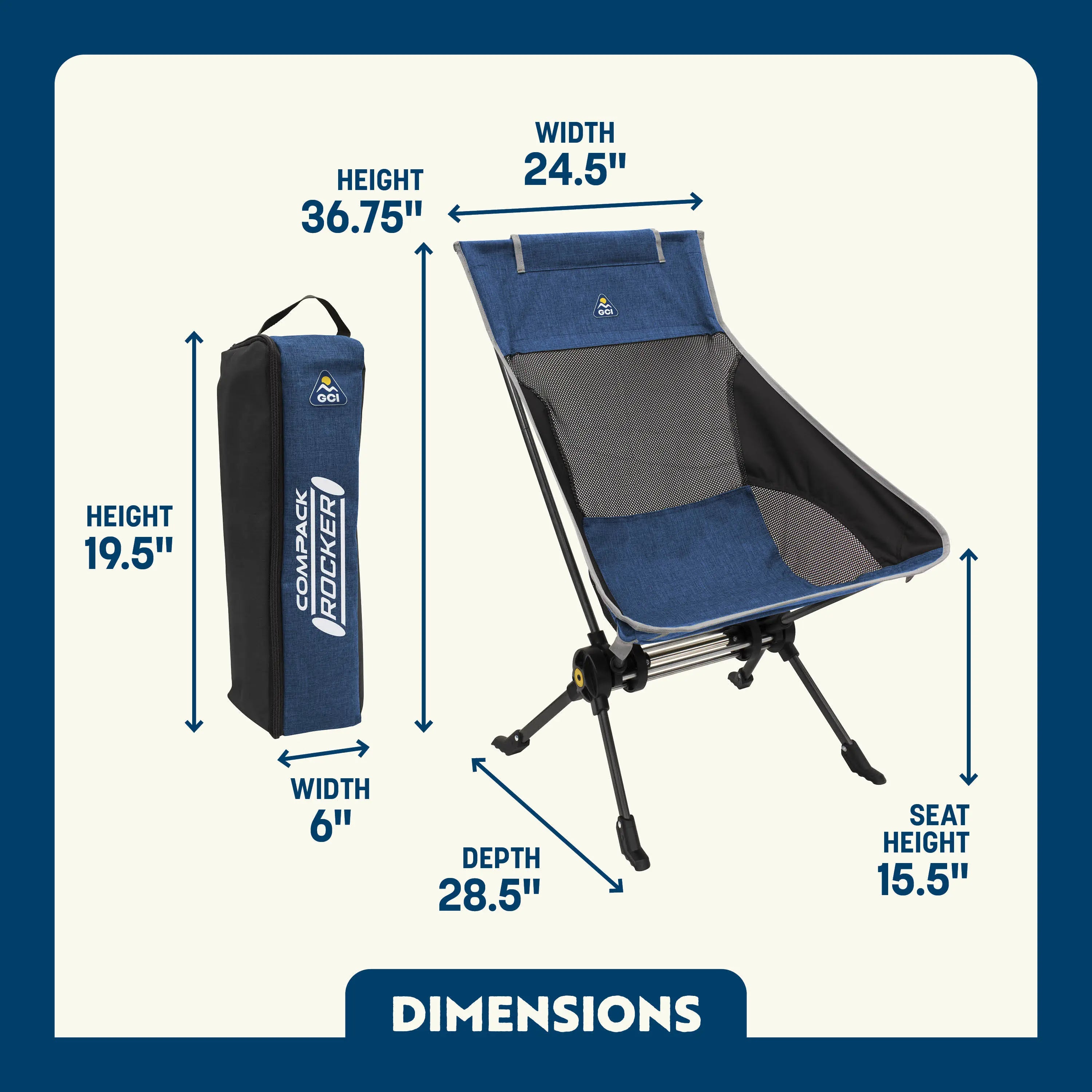 Luxury Camp ComPack Rocker - Choice 980 - Freestyle Rocker Portable Outdoor Folding Chair Detail