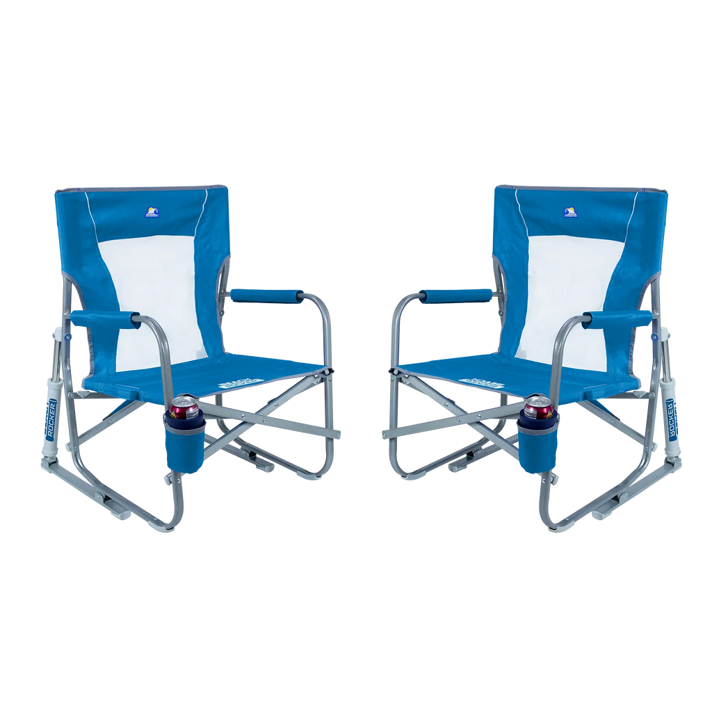 Heavy-Duty Freestyle Beach Rocker Bundle - Choice 773 - Freestyle Rocker Portable Outdoor Folding Chair - Saybrook Blue