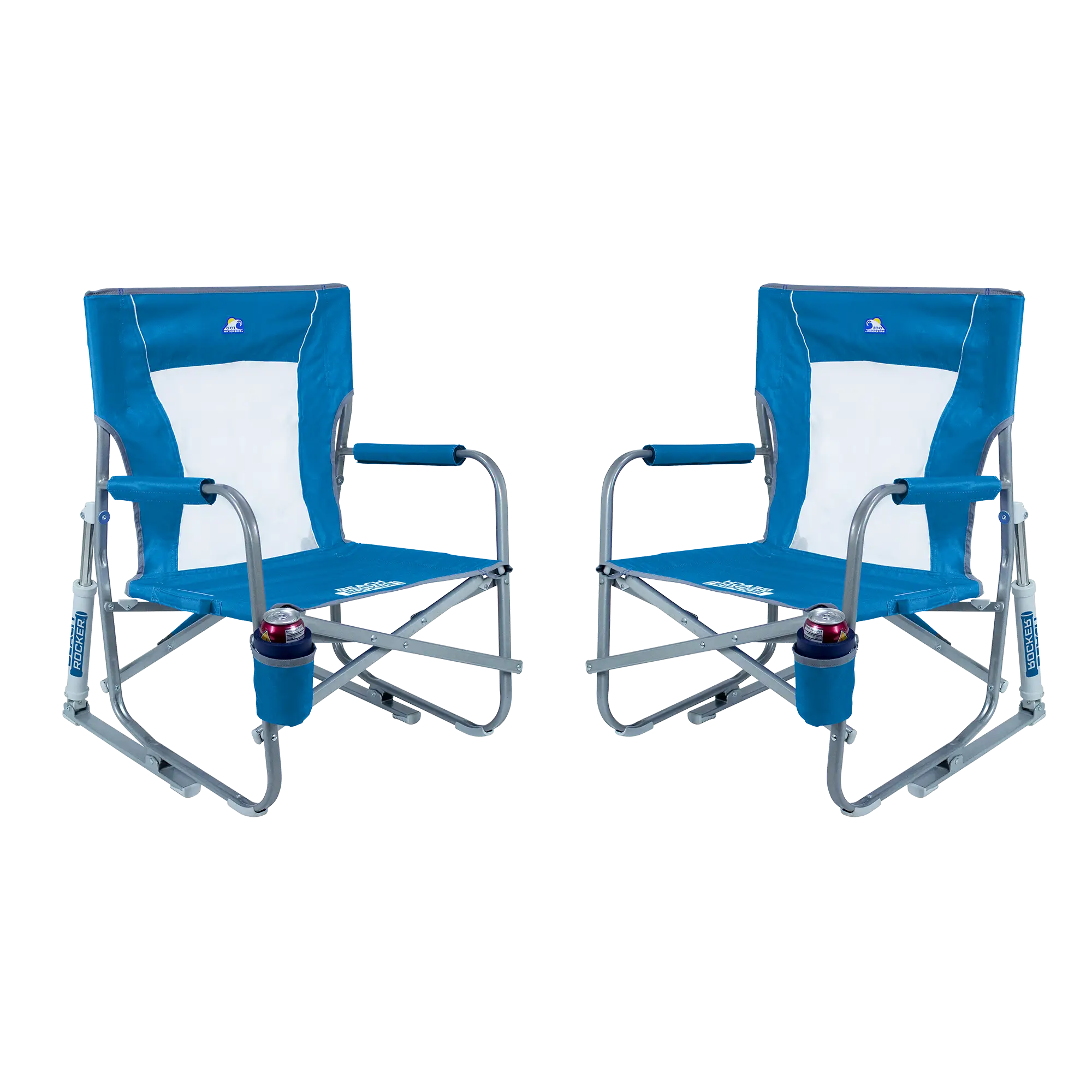 Heavy-Duty Freestyle Beach Rocker Bundle - Choice 773 - Freestyle Rocker Portable Outdoor Folding Chair - Saybrook Blue