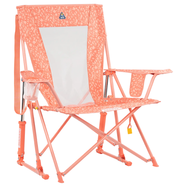 Smooth Motion Comfort Pro Rocker - Choice 375 - Patented Spring-Action Rocking Chair for Camping - Coral Garden