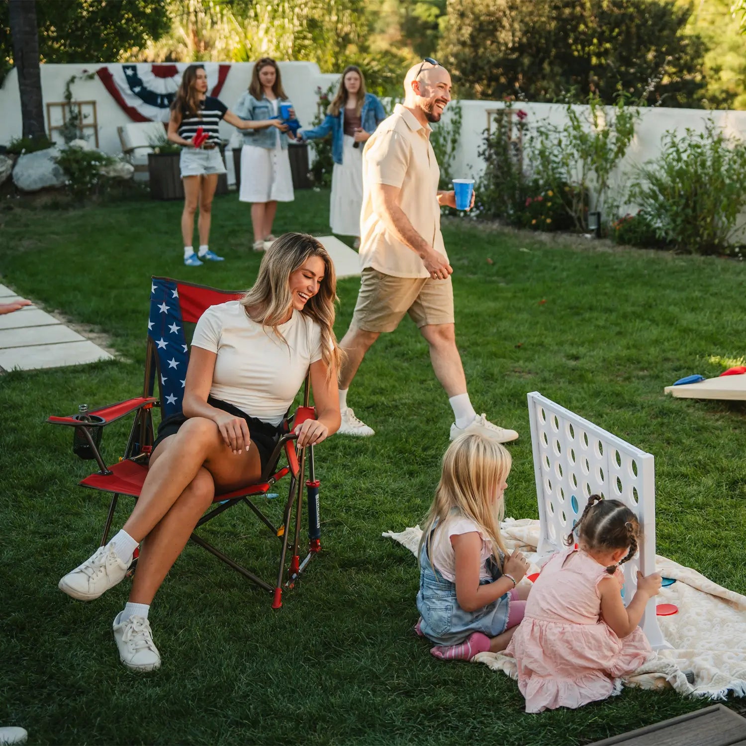 Luxury Camp Comfort Pro Rocker - USA Anniversary Deluxe - Choice 424 - Freestyle Rocker Portable Outdoor Folding Chair Detail