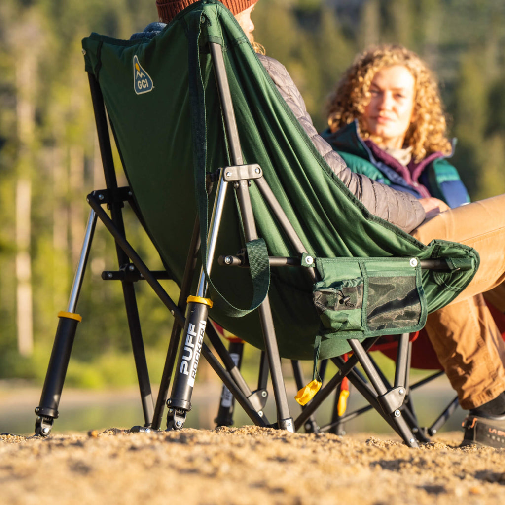 Patented Spring-Action Puff Rocker - Choice 731 - Heavy-Duty Kickback Rocker with Beverage Holder Detail