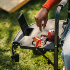 Premium All-Weather Freestyle Rocker with Side Table - Choice 853 - Heavy-Duty Kickback Rocker with Beverage Holder Detail