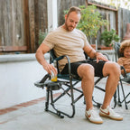 Premium All-Weather Freestyle Rocker with Side Table - Choice 853 - Heavy-Duty Kickback Rocker with Beverage Holder Detail