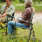 Premium All-Weather Freestyle Rocker with Side Table - Choice 853 - Heavy-Duty Kickback Rocker with Beverage Holder Detail