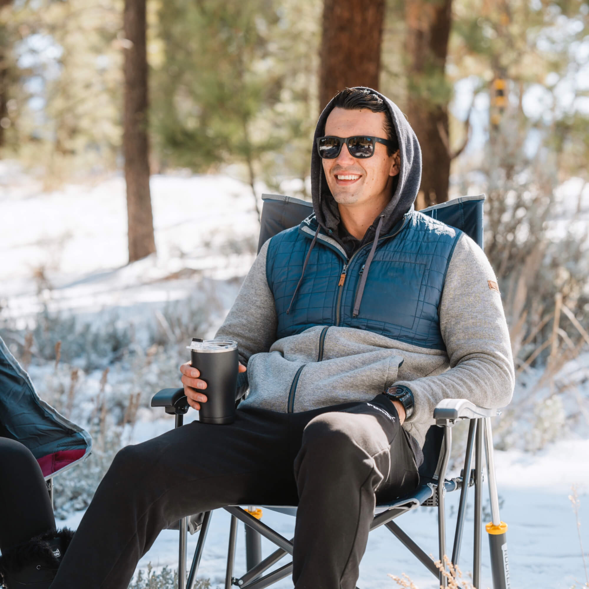 Patented Spring-Action RoadTrip Rocker - Choice 855 - Heavy-Duty Kickback Rocker with Beverage Holder Detail
