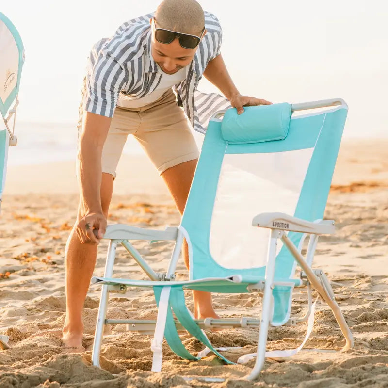 Rust-Resistant Aluminum Big Surf with Slide Table - Choice 334 - Portable Heavy-Duty Low Boy Chair for Ocean Side Detail