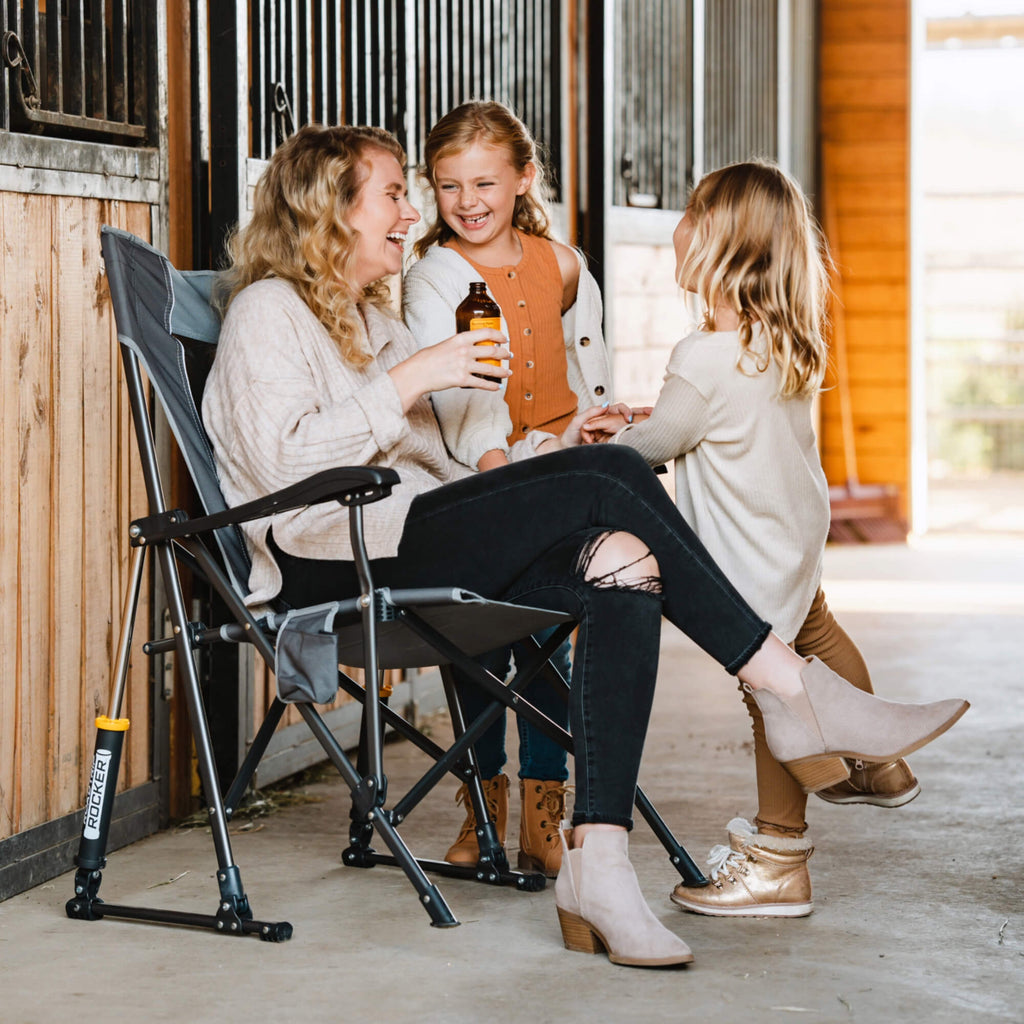 Patented Spring-Action RoadTrip Rocker - Choice 855 - Heavy-Duty Kickback Rocker with Beverage Holder Detail