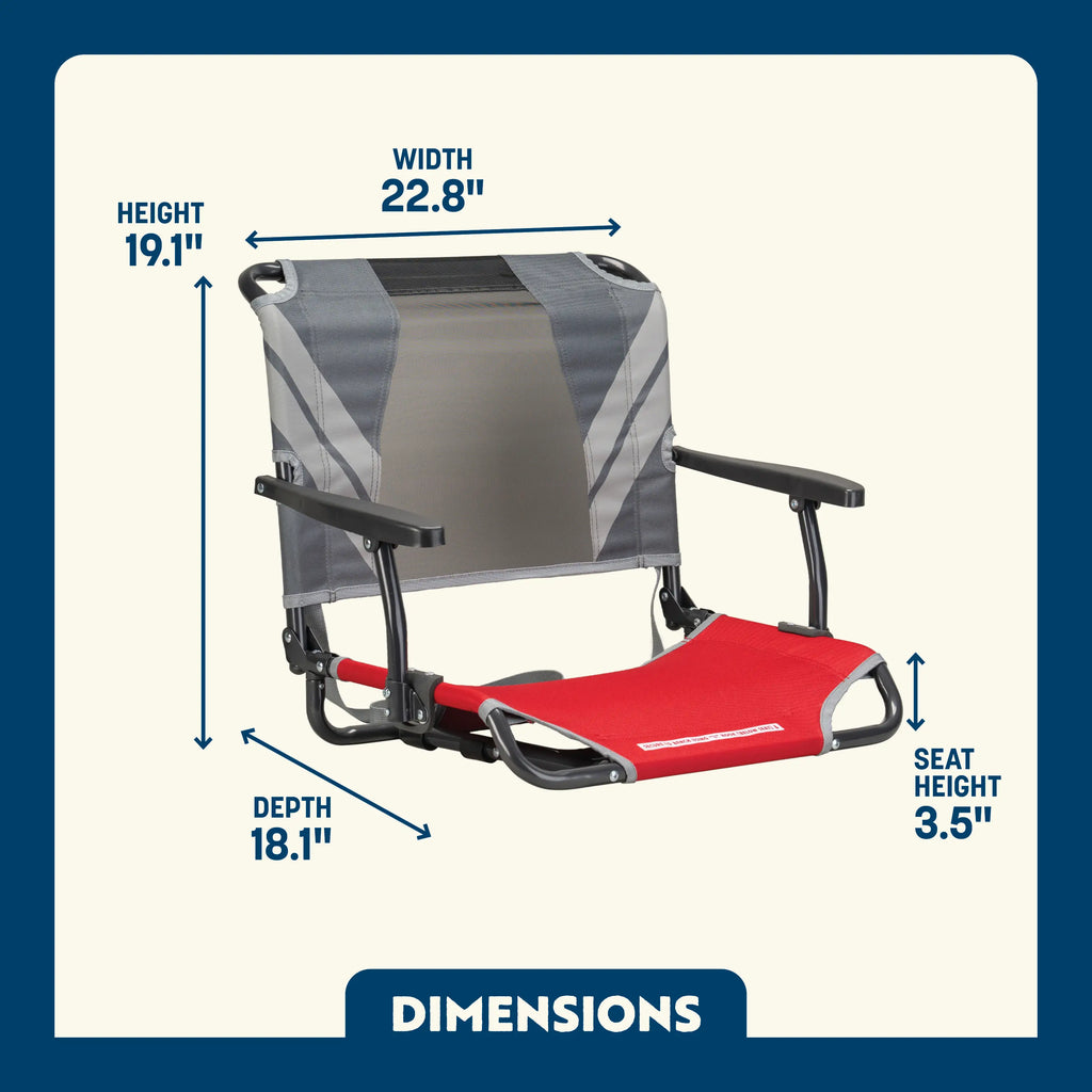 Ergonomic Back-Support Big Comfort Stadium Chair with Armrests - Choice 465 - Bleacher-Friendly Stadium Chair with Back Support Detail
