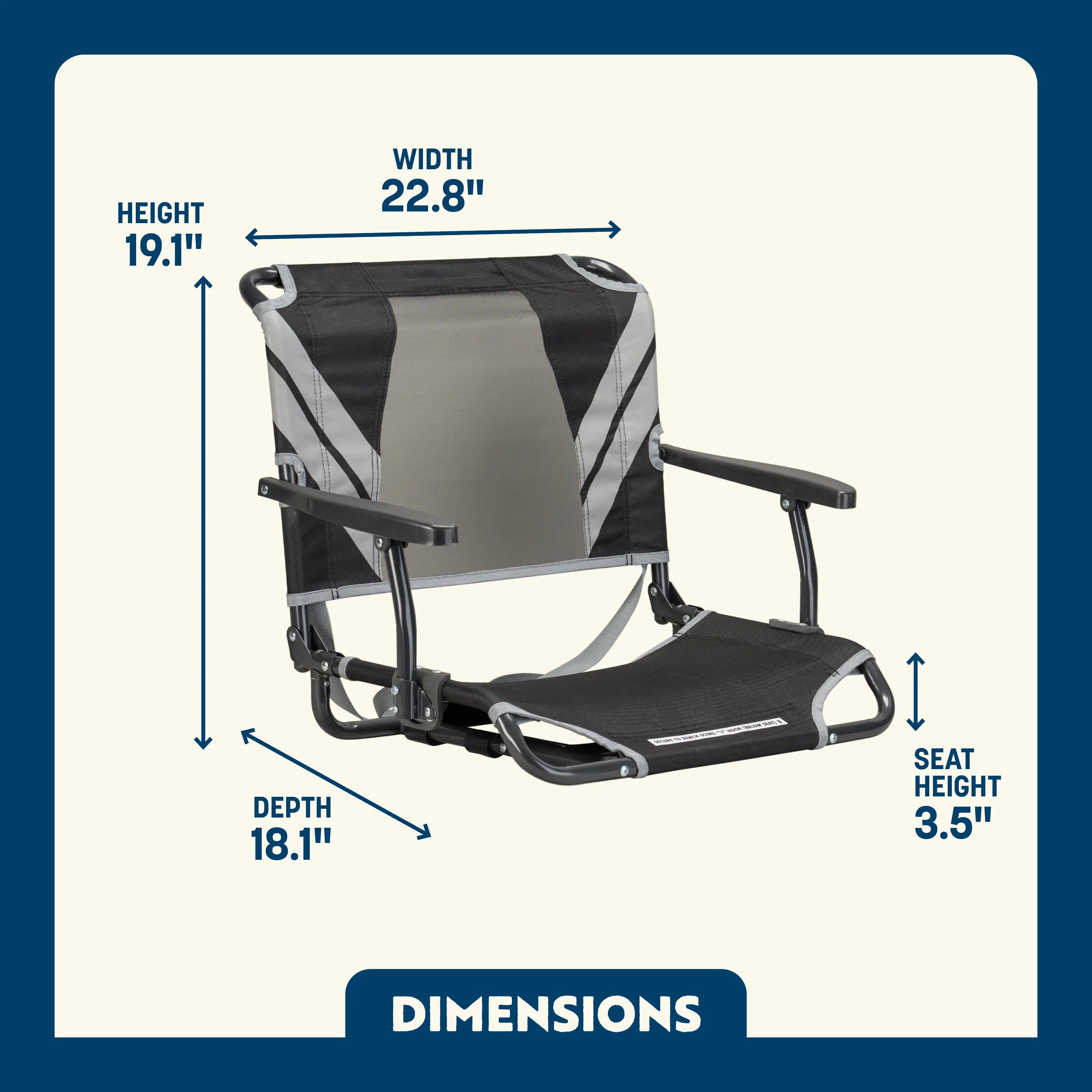 Ergonomic Back-Support Big Comfort Stadium Chair with Armrests - Choice 465 - Bleacher-Friendly Stadium Chair with Back Support Detail