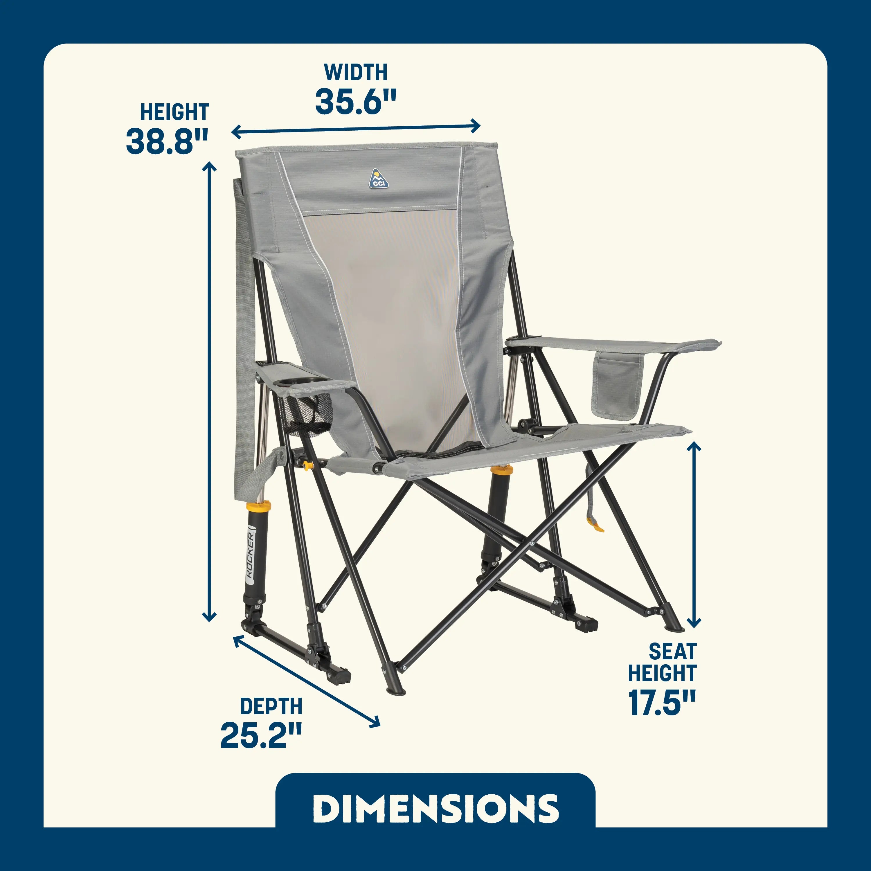Smooth Motion Comfort Pro Rocker - Choice 375 - Patented Spring-Action Rocking Chair for Camping Detail
