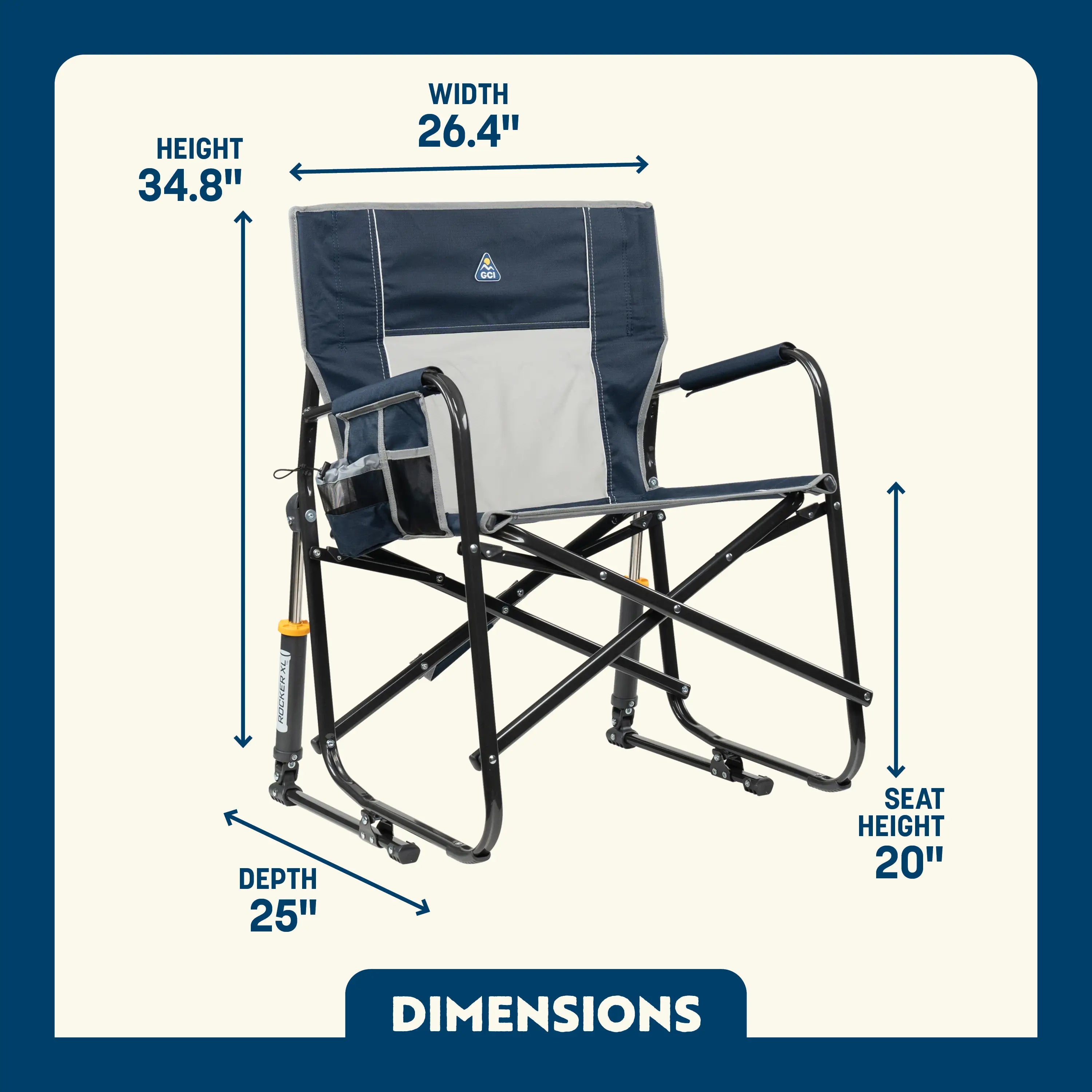 Premium All-Weather Freestyle Rocker XL - Choice 552 - Patented Spring-Action Rocking Chair for Camping Detail