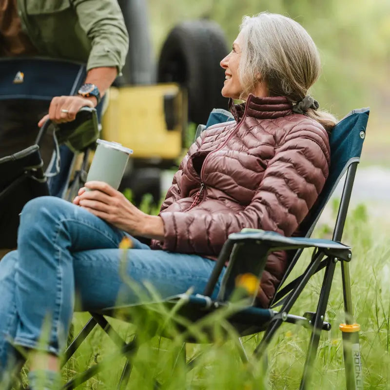Luxury Camp Kickback Rocker - Choice 345 - Heavy-Duty Kickback Rocker with Beverage Holder Detail