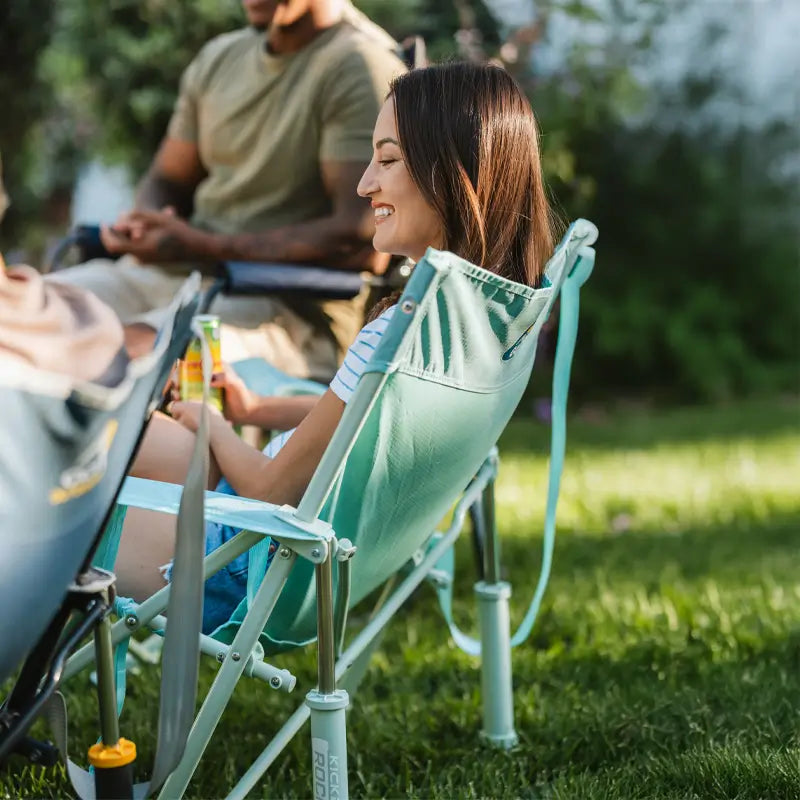 Luxury Camp Kickback Rocker - Choice 345 - Heavy-Duty Kickback Rocker with Beverage Holder Detail