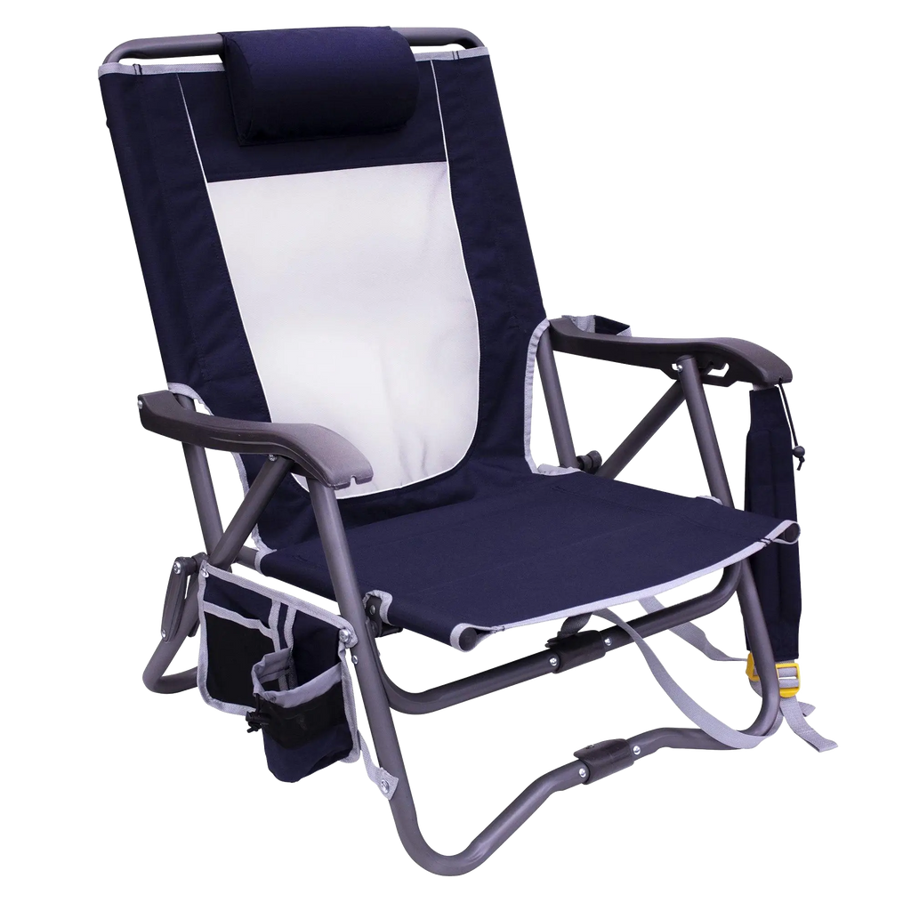 Micro-Folding Bi-Fold Slim Event Chair - Choice 334 - Pico Compact Folding Camp Chair with Carry Bag - Indigo