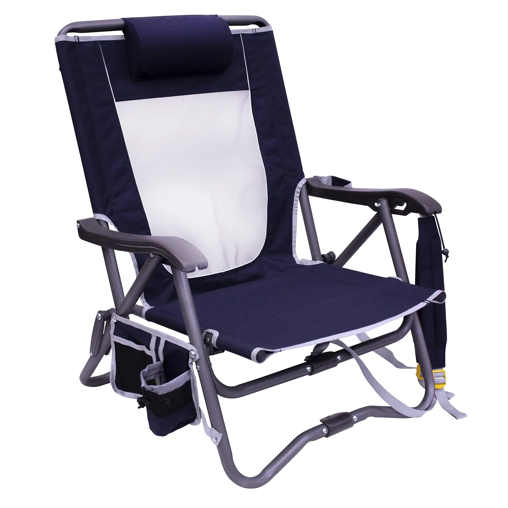 Micro-Folding Bi-Fold Slim Event Chair - Choice 334 - Pico Compact Folding Camp Chair with Carry Bag - Indigo