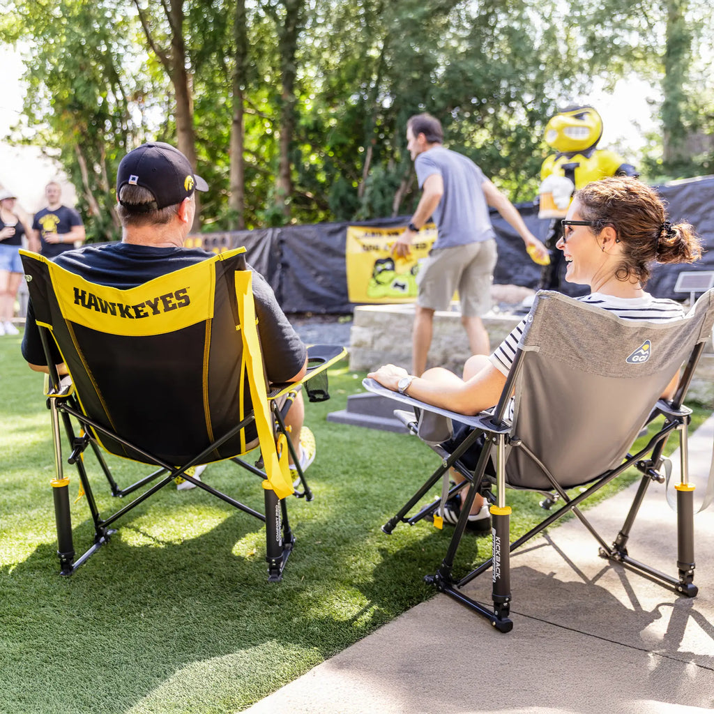 Smooth Motion College Comfort Pro Rocker - Iowa Hawkeyes - Choice 249 - RoadTrip Rocker Smooth Motion Camp Chair Detail