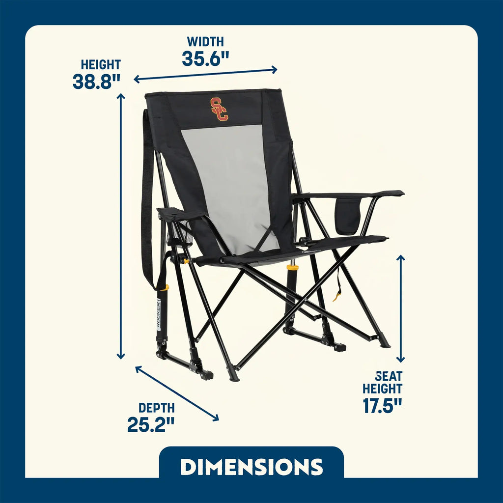Heavy-Duty Freestyle College Comfort Pro Rocker - USC Trojans - Choice 856 - Patented Spring-Action Rocking Chair for Camping Detail