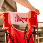 Premium All-Weather College Comfort Pro Rocker - Nebraska Cornhuskers - Choice 161 - Heavy-Duty Kickback Rocker with Beverage Holder Detail