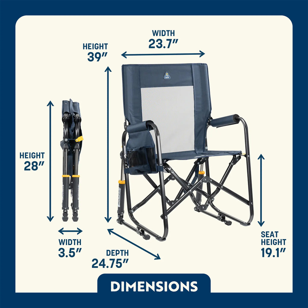 Smooth Motion Stowaway Rocker with Storage Pouch - Choice 573 - Freestyle Rocker Portable Outdoor Folding Chair Detail