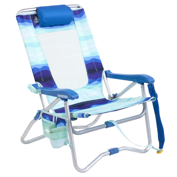 Backpack Travel Bi-Fold Beach Chair - Choice 601 - Rust-Resistant Aluminum Sand-Friendly Lounge Chair - Wave