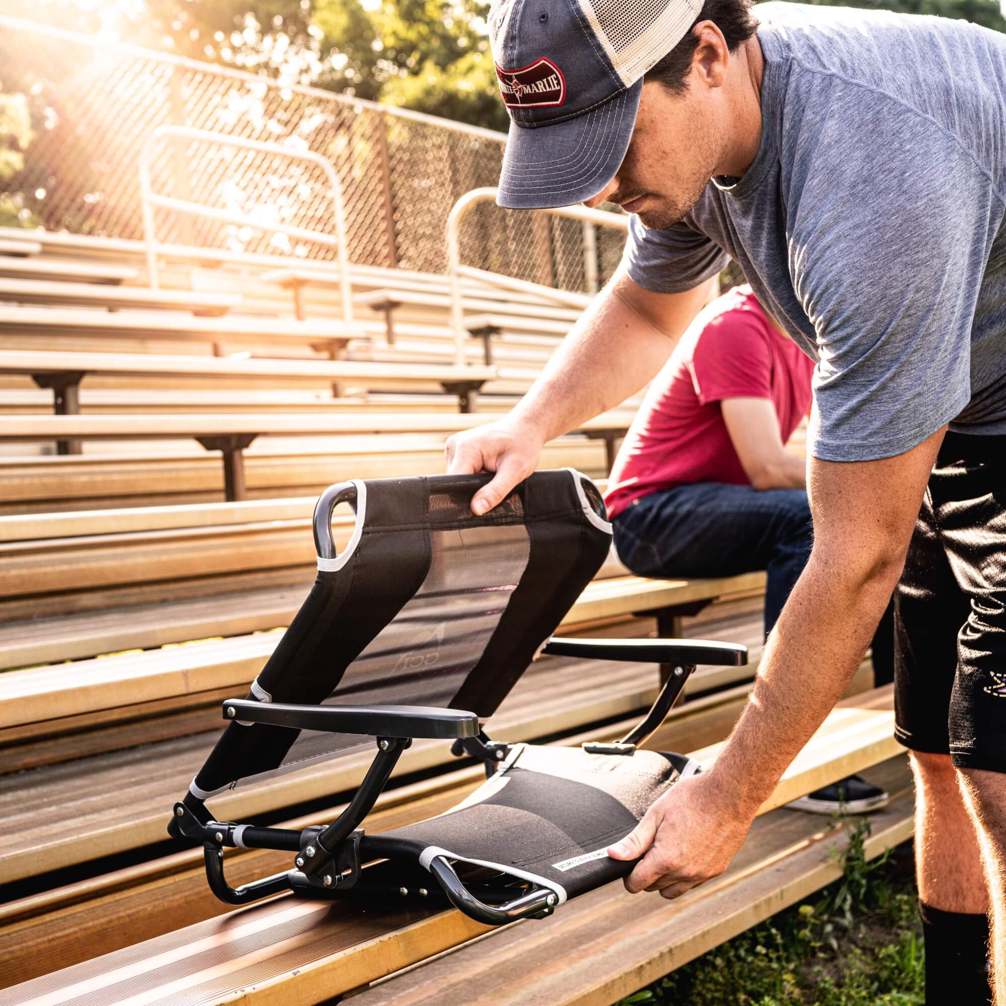Ergonomic Back-Support Big Comfort Stadium Chair with Armrests - Choice 465 - Bleacher-Friendly Stadium Chair with Back Support Detail