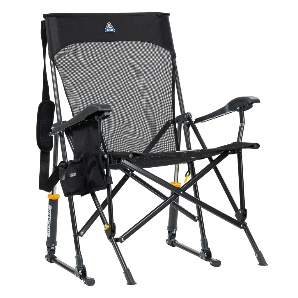 Premium All-Weather BreezeRocker - Choice 504 - Patented Spring-Action Rocking Chair for Camping - Black