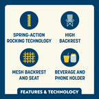 Premium All-Weather BreezeRocker - Choice 504 - Patented Spring-Action Rocking Chair for Camping Detail