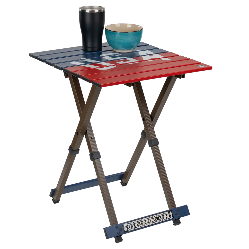 Heavy-Duty Grilling Compact Camp Table 20 - USA Anniversary Deluxe - Choice 757 - Portable Camping Table with Heat-Resistant Countertop Detail