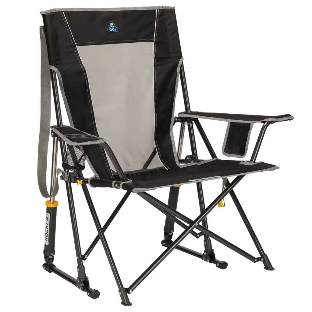 Smooth Motion Comfort Pro Rocker - Choice 375 - Patented Spring-Action Rocking Chair for Camping - Black