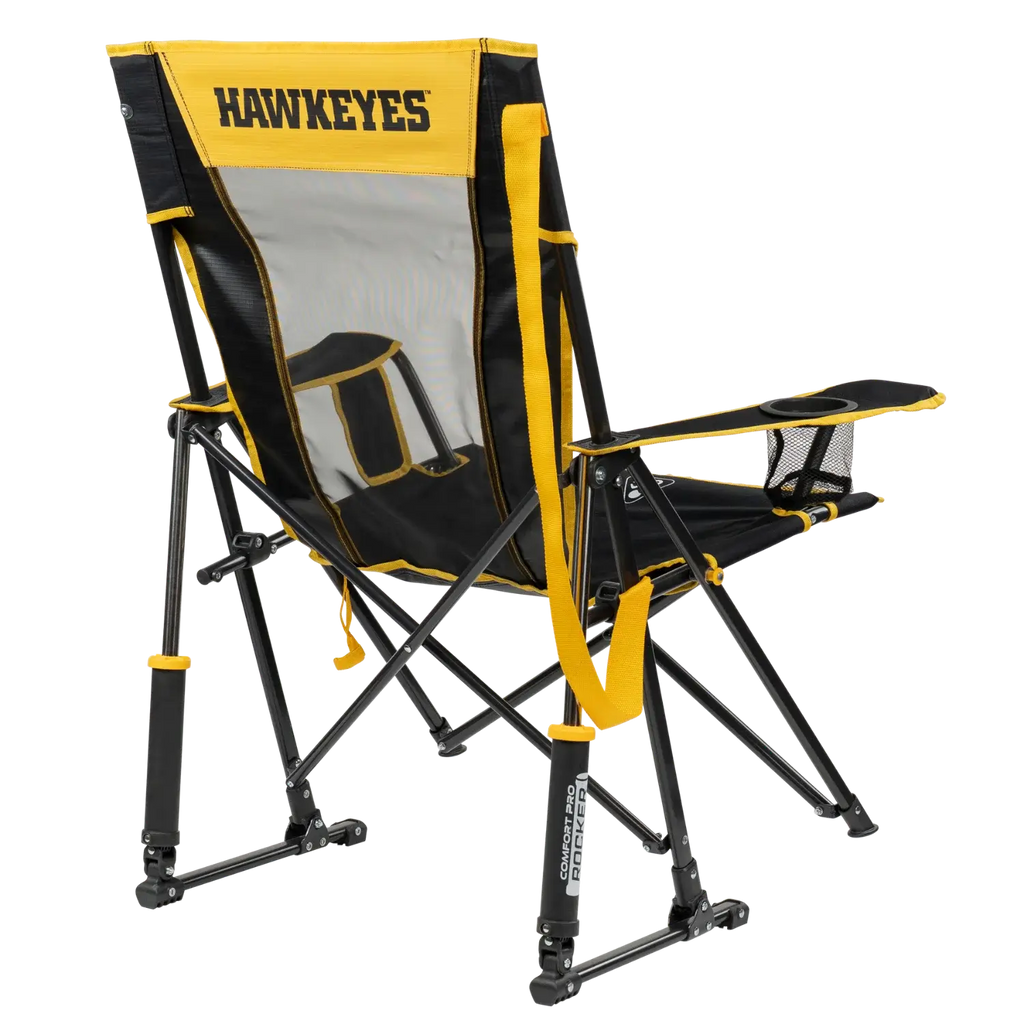 Smooth Motion College Comfort Pro Rocker - Iowa Hawkeyes - Choice 249 - RoadTrip Rocker Smooth Motion Camp Chair Detail
