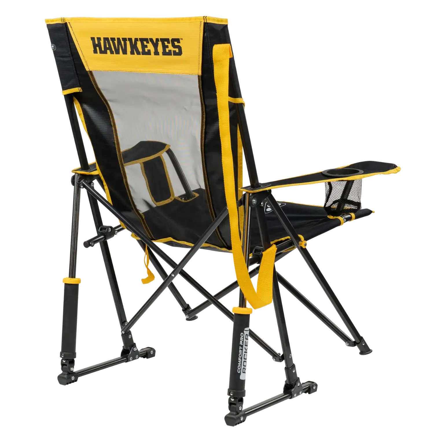 Smooth Motion College Comfort Pro Rocker - Iowa Hawkeyes - Choice 249 - RoadTrip Rocker Smooth Motion Camp Chair Detail