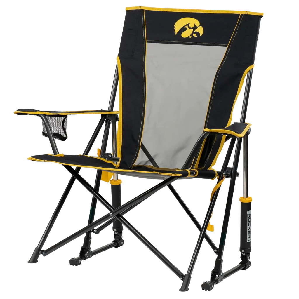 Smooth Motion College Comfort Pro Rocker - Iowa Hawkeyes - Choice 249 - RoadTrip Rocker Smooth Motion Camp Chair Detail