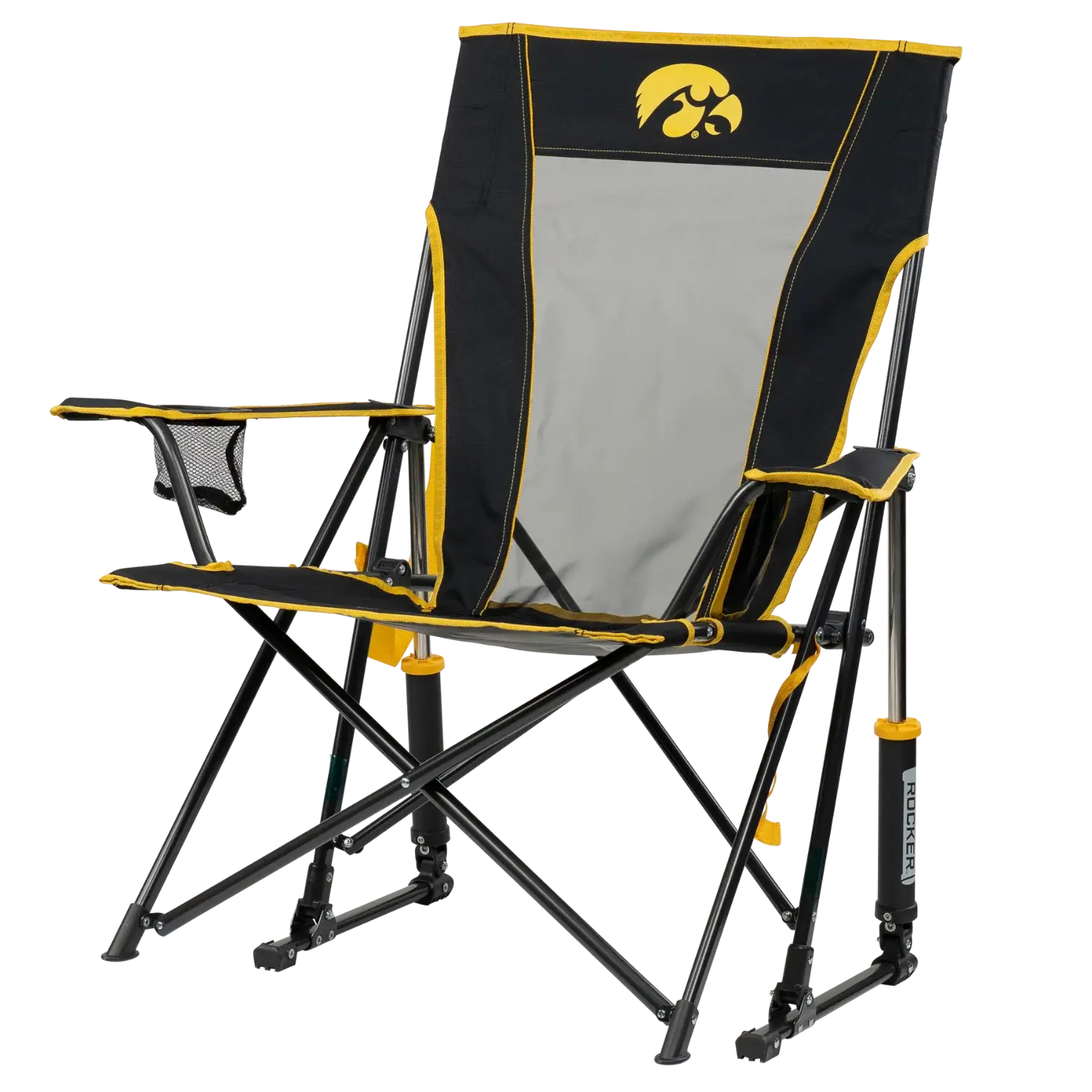 Smooth Motion College Comfort Pro Rocker - Iowa Hawkeyes - Choice 249 - RoadTrip Rocker Smooth Motion Camp Chair Detail