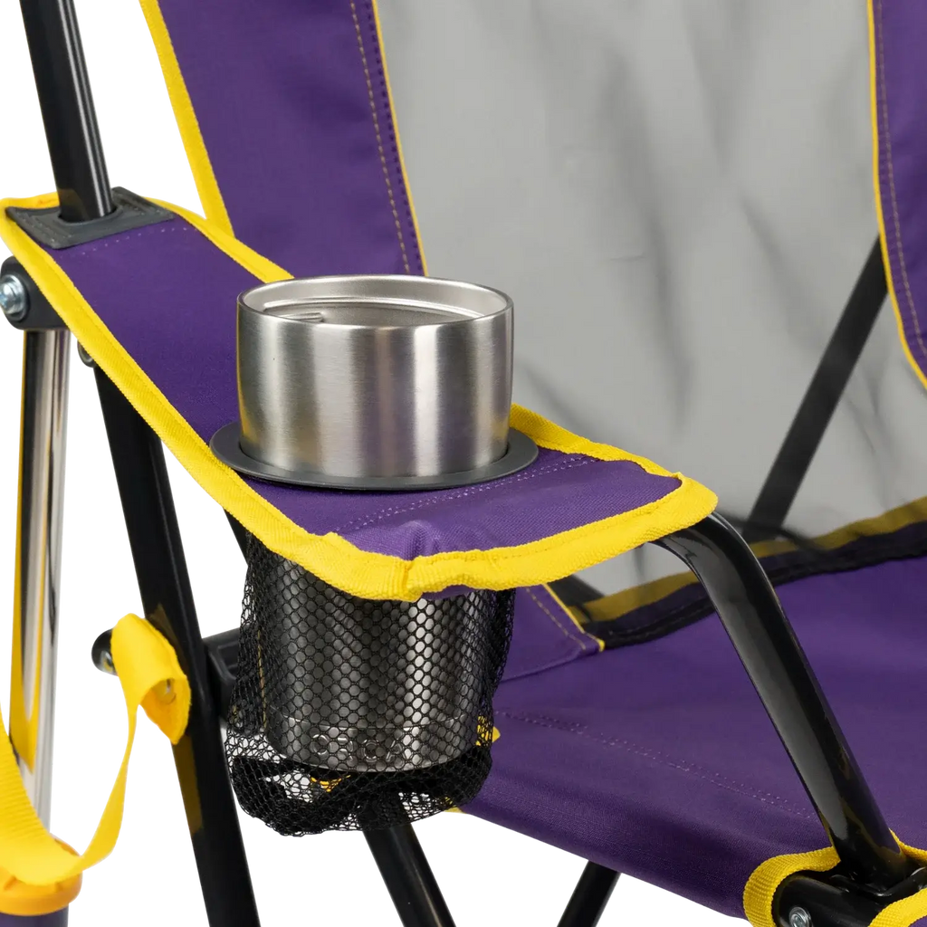 Luxury Camp College Comfort Pro Rocker - LSU Tigers - Choice 880 - RoadTrip Rocker Smooth Motion Camp Chair Detail