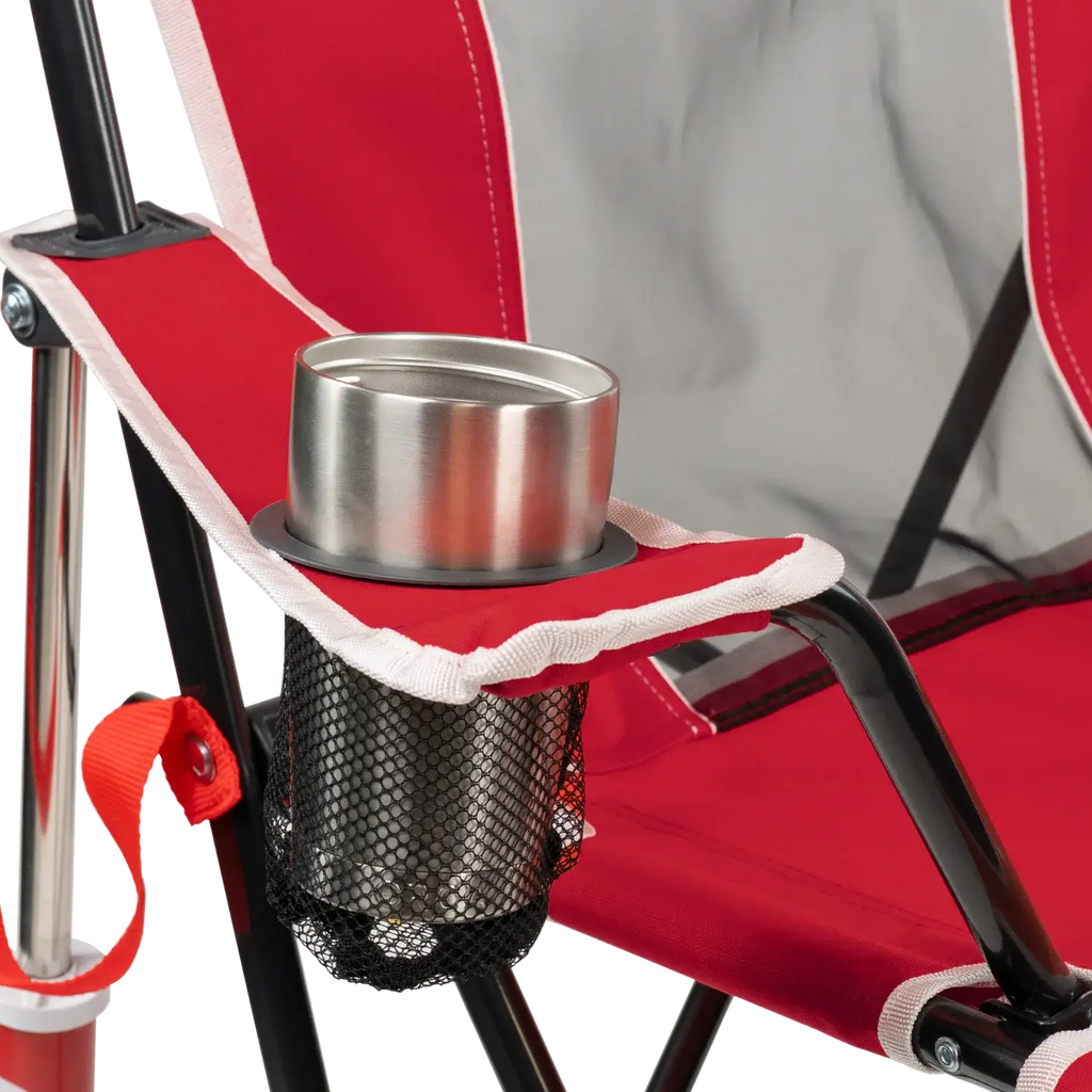 Premium All-Weather College Comfort Pro Rocker - Nebraska Cornhuskers - Choice 161 - Heavy-Duty Kickback Rocker with Beverage Holder Detail