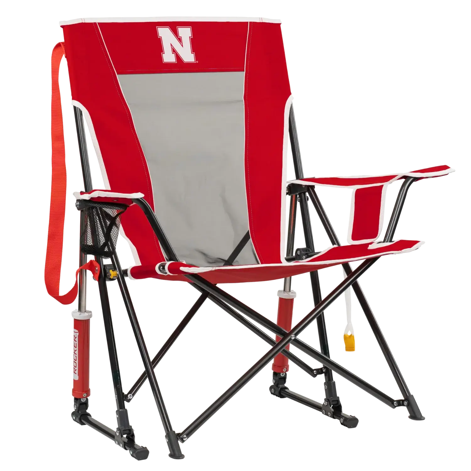 Premium All-Weather College Comfort Pro Rocker - Nebraska Cornhuskers - Choice 161 - Heavy-Duty Kickback Rocker with Beverage Holder - Default Title