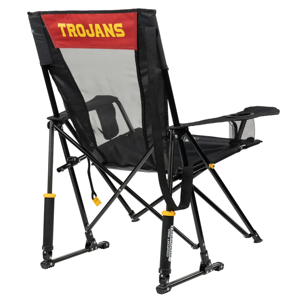 Heavy-Duty Freestyle College Comfort Pro Rocker - USC Trojans - Choice 856 - Patented Spring-Action Rocking Chair for Camping Detail