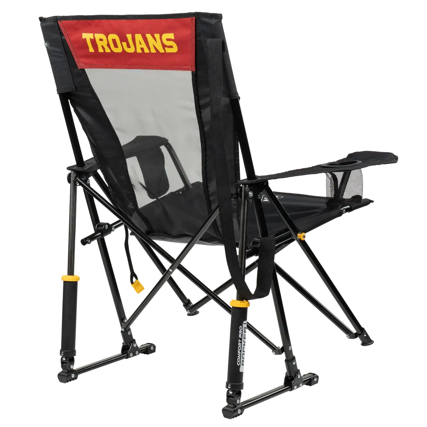 Heavy-Duty Freestyle College Comfort Pro Rocker - USC Trojans - Choice 856 - Patented Spring-Action Rocking Chair for Camping Detail
