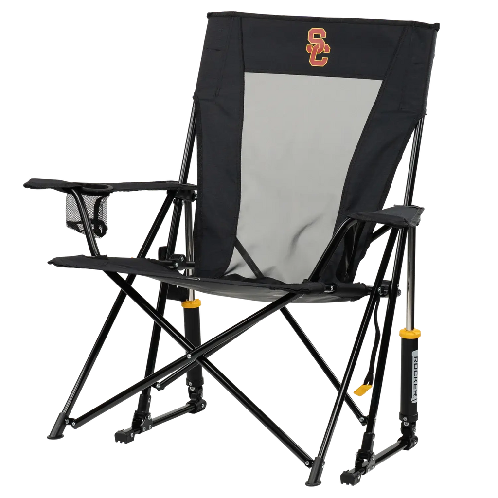 Heavy-Duty Freestyle College Comfort Pro Rocker - USC Trojans - Choice 856 - Patented Spring-Action Rocking Chair for Camping Detail