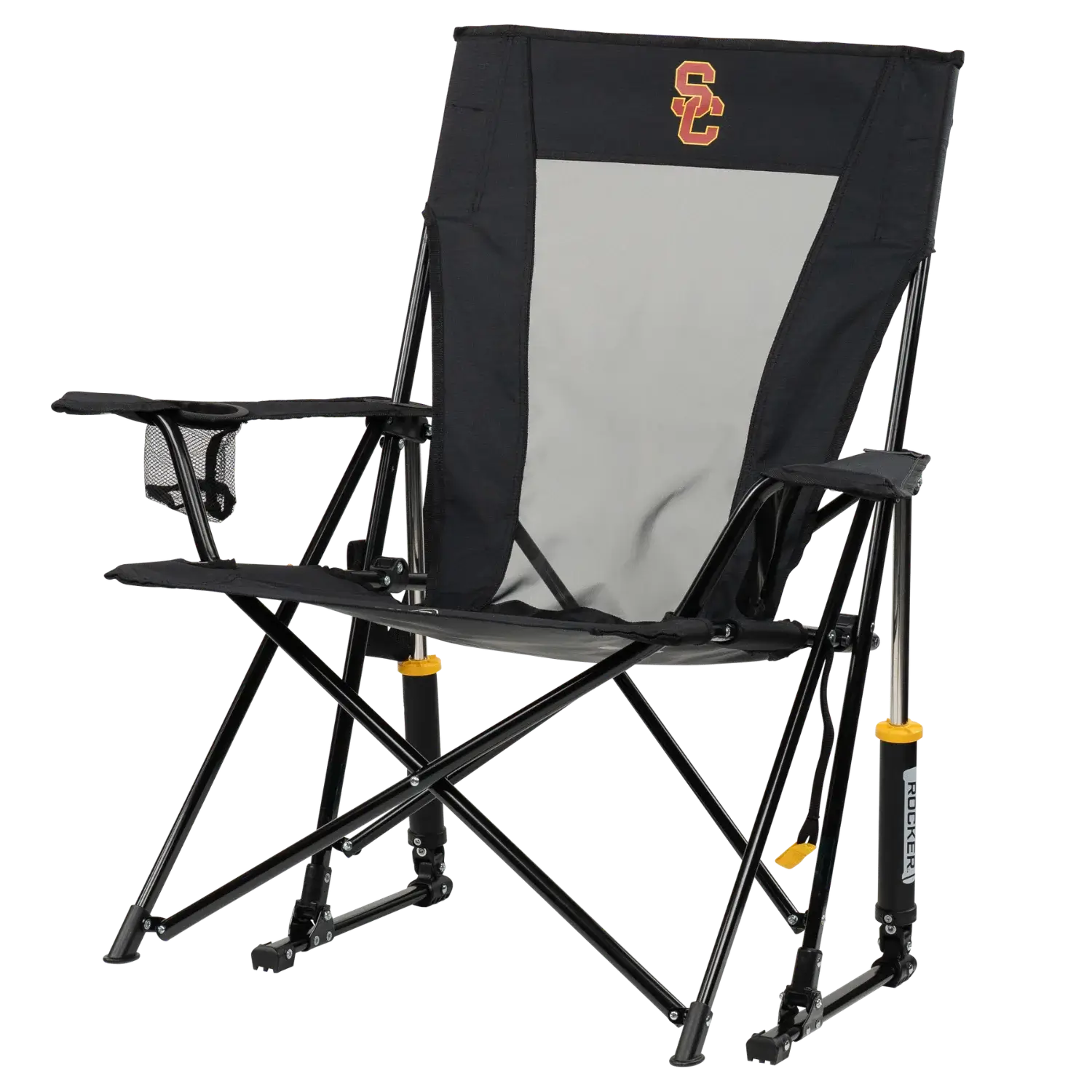 Heavy-Duty Freestyle College Comfort Pro Rocker - USC Trojans - Choice 856 - Patented Spring-Action Rocking Chair for Camping Detail