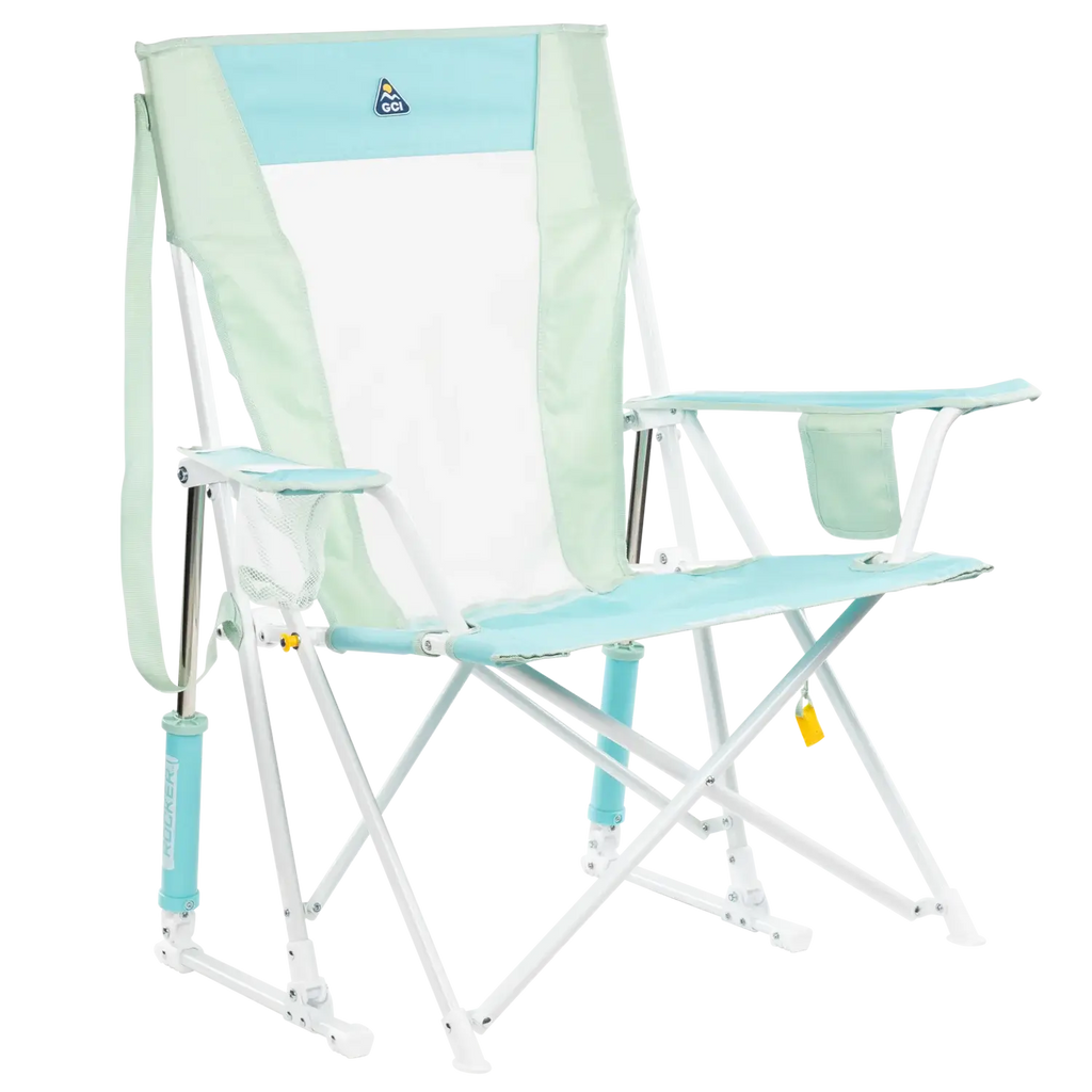 Smooth Motion Comfort Pro Rocker - Choice 375 - Patented Spring-Action Rocking Chair for Camping - Pastel Green