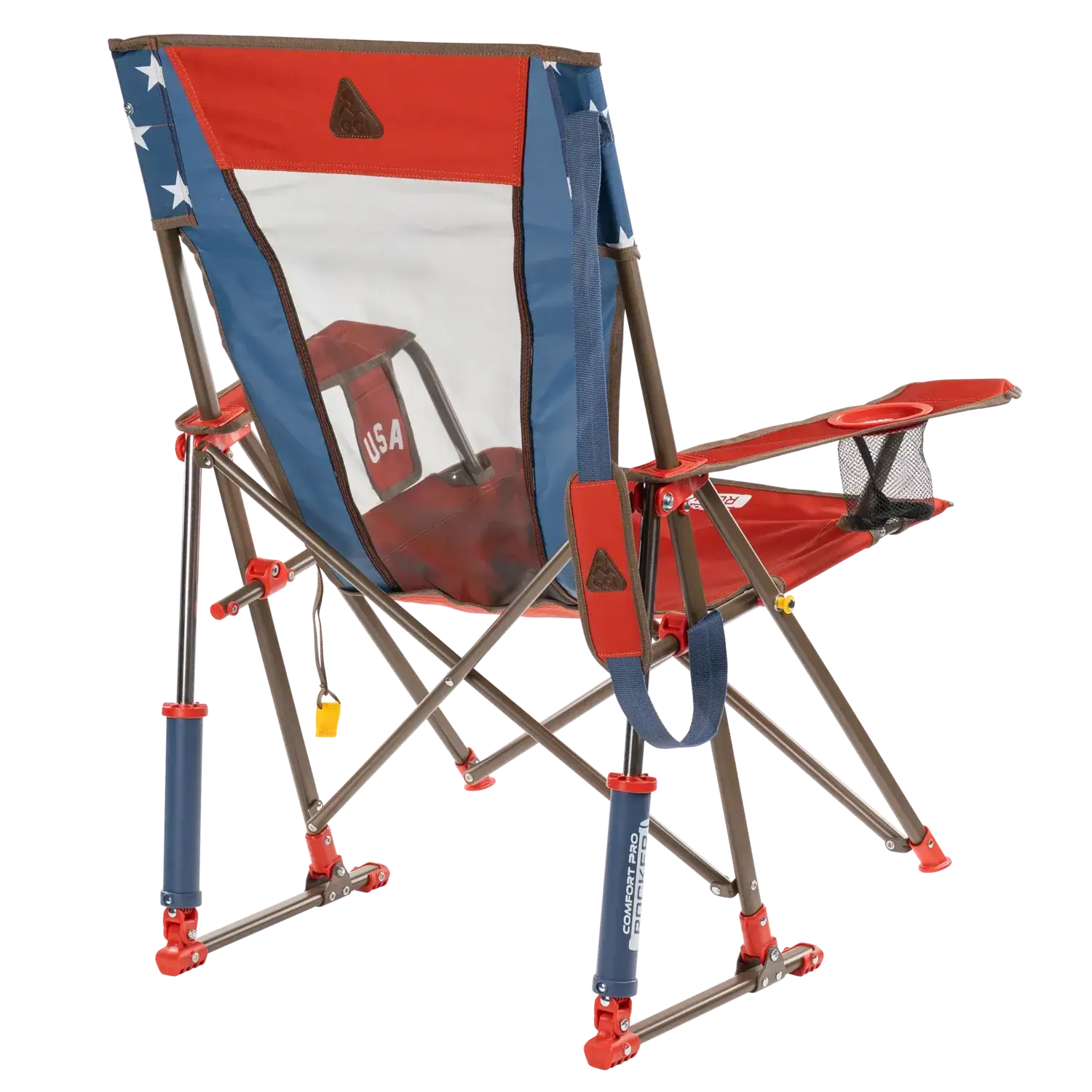 Luxury Camp Comfort Pro Rocker - USA Anniversary Deluxe - Choice 424 - Freestyle Rocker Portable Outdoor Folding Chair Detail