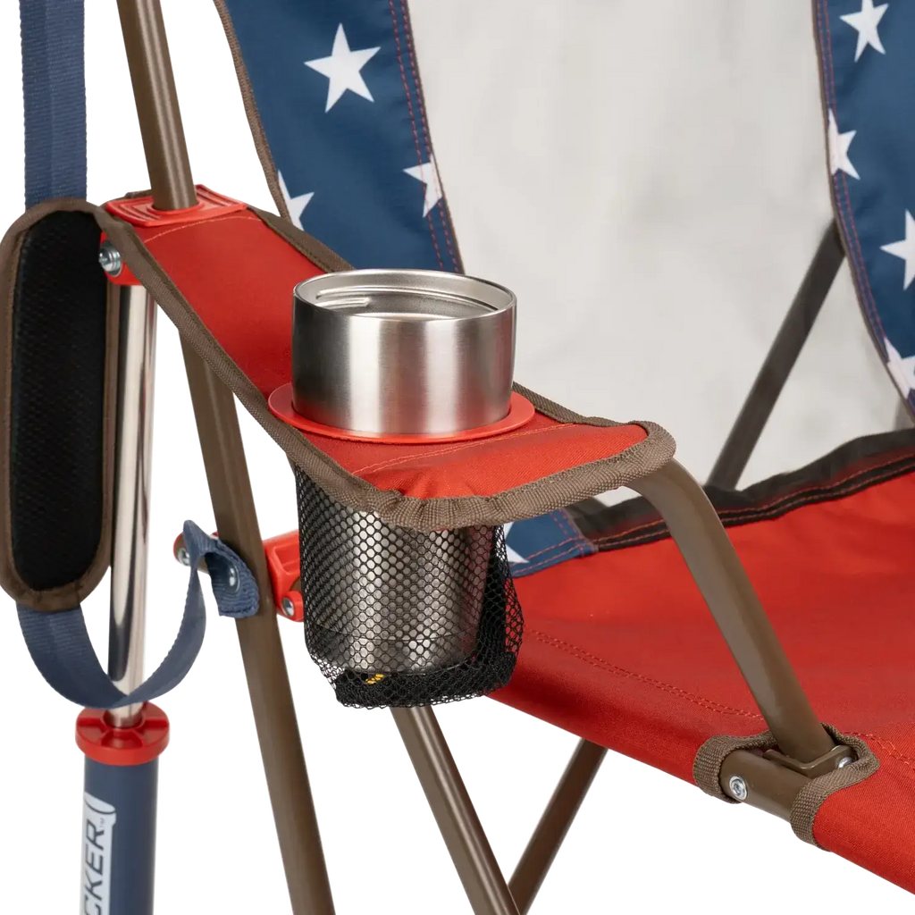 Luxury Camp Comfort Pro Rocker - USA Anniversary Deluxe - Choice 424 - Freestyle Rocker Portable Outdoor Folding Chair Detail
